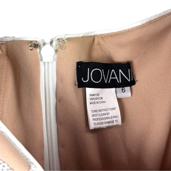 JOVANI 64277 OFF WHITE SEQUIN DECO SWEETHEART FITTED TRUMPET EVENING GOWN DRESS - Picture 13 of 15